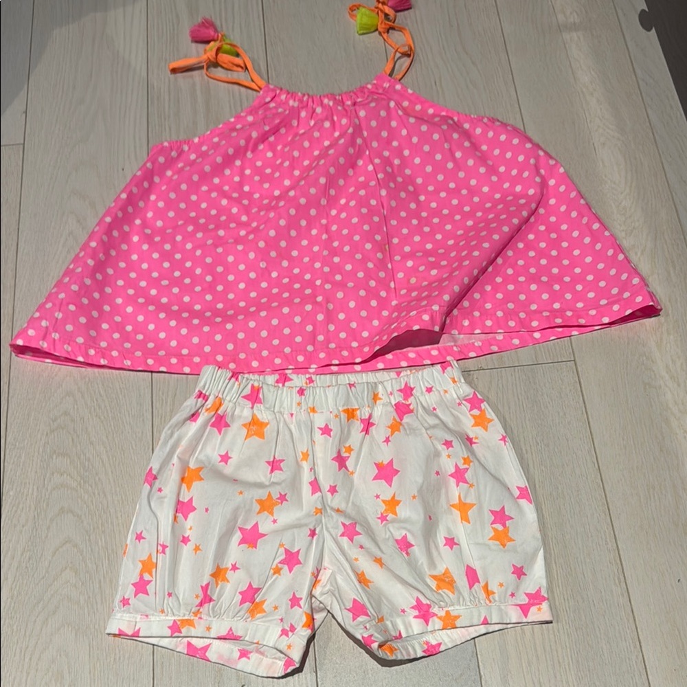 Pink Polka Dot Top and Star Shorts Set